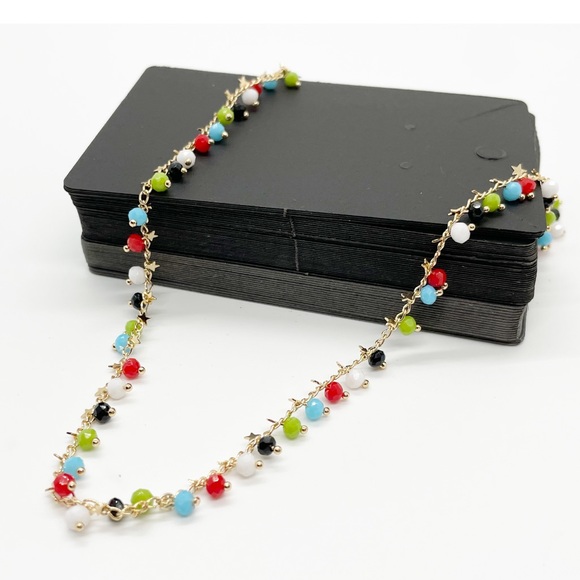 New Boho Multicolored Beaded Chain Choker Necklace - Picture 4 of 5